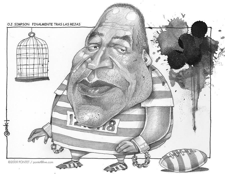 Sports Drawing - OJ Simpson by Caricatures By PONTET