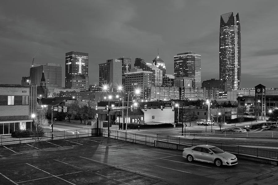 OKC Grayscale Night Photograph by Frozen in Time Fine Art Photography