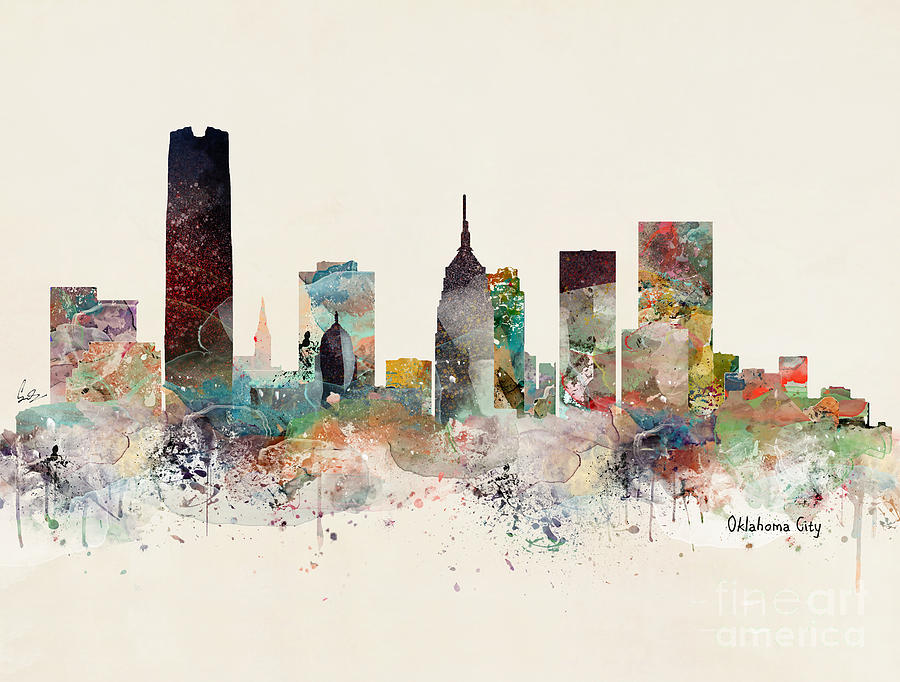 Oklahoma City Painting - Oklahoma City Skyline by Bri Buckley