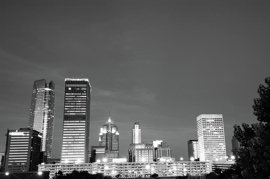 Oklahoma City Skyline Photograph - Oklahoma City Skyline - Downtown OKC - Black and White by Gregory Ballos