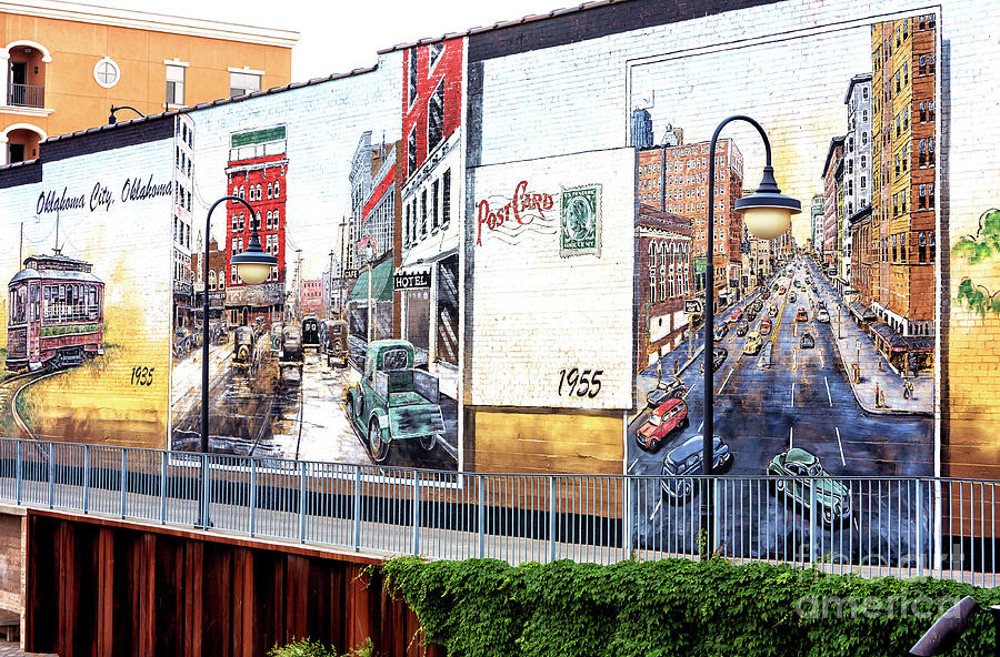 Oklahoma City Wall Mural Photograph by John Rizzuto