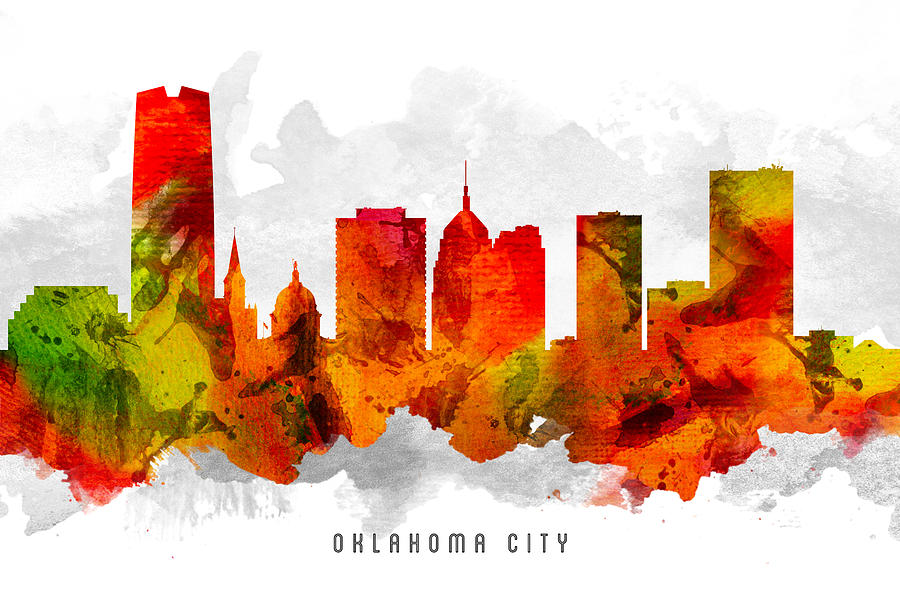 Oklahoma City Painting - Oklahoma Cityscape 15 by Aged Pixel
