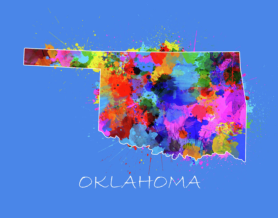Oklahoma Map Color Splatter 3 Digital Art by Bekim M