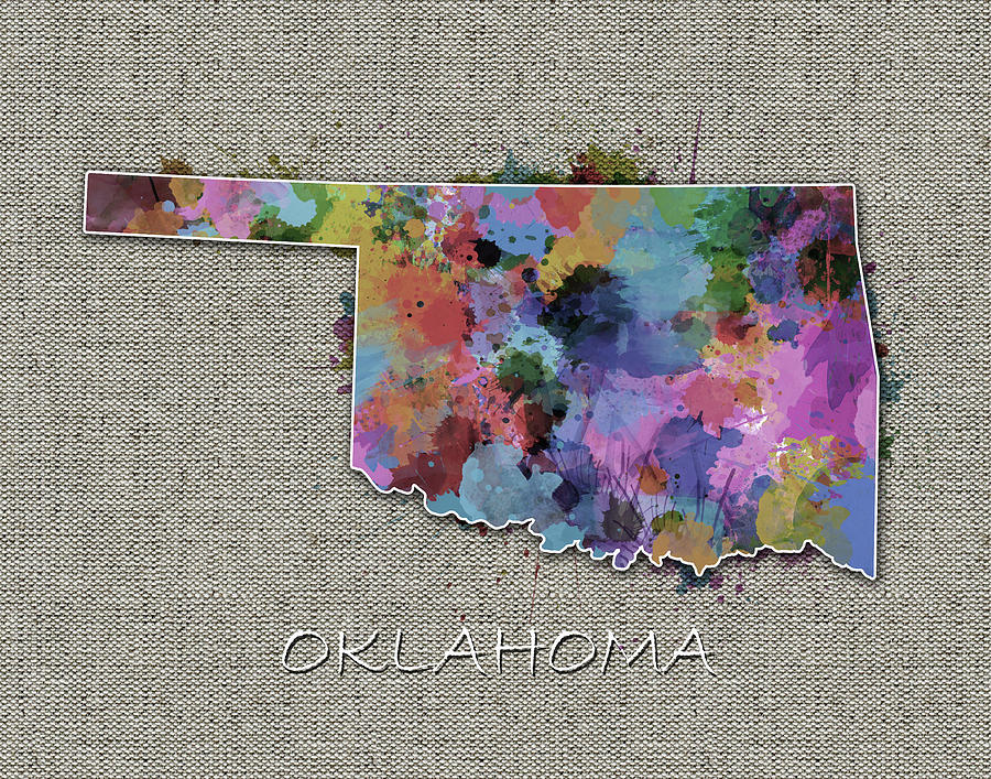 Oklahoma Map Color Splatter 5 Digital Art by Bekim M