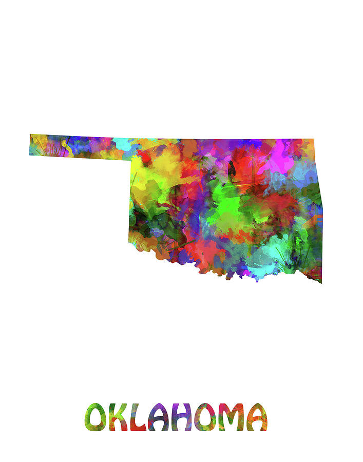 Oklahoma Map Watercolor Digital Art