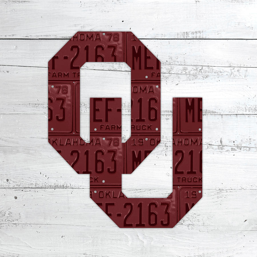 Oklahoma Mixed Media - Oklahoma Sooners College Team License Plate Art Logo by Design Turnpike