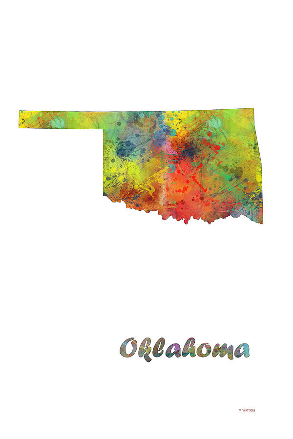 Oklahoma State Map Digital Art by Marlene Watson