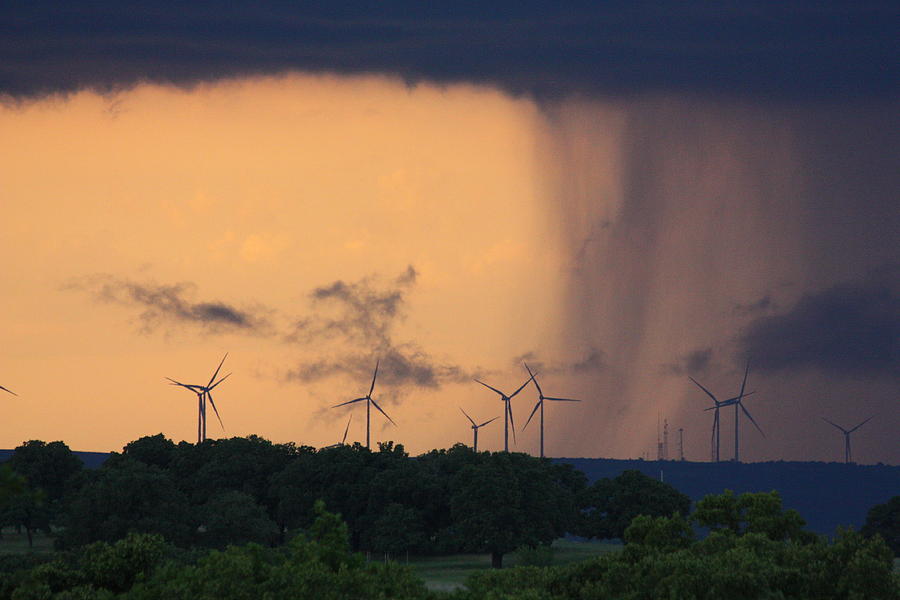 Oklahoma Storm Clouds and Wind Turbines Photograph by Sheila Brown