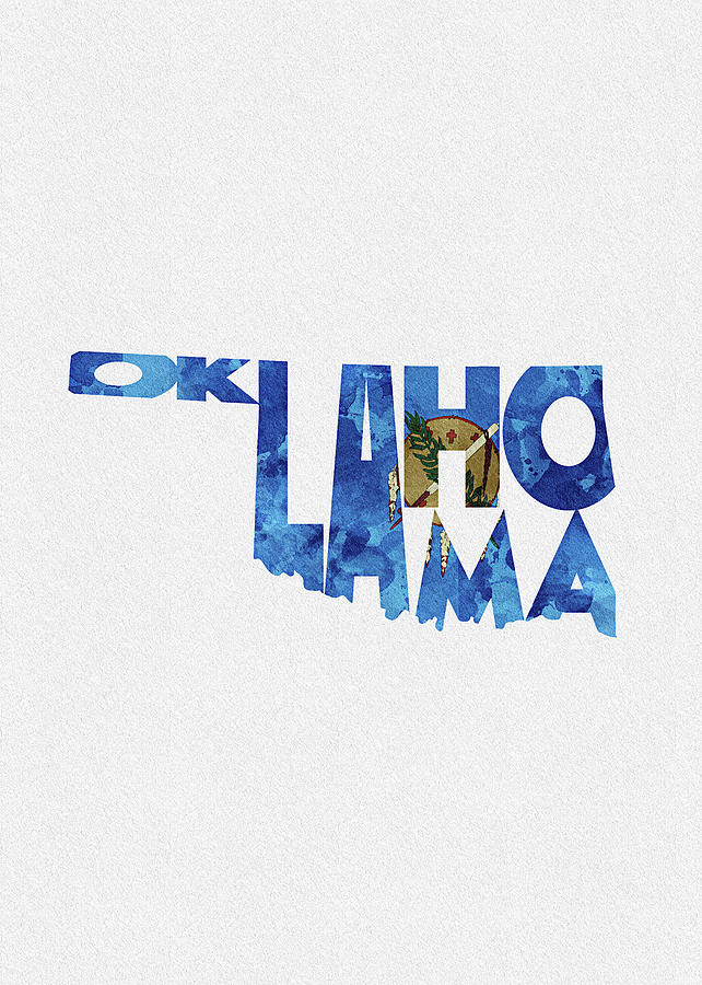 Oklahoma Typographic Map Flag Digital Art by Inspirowl Design