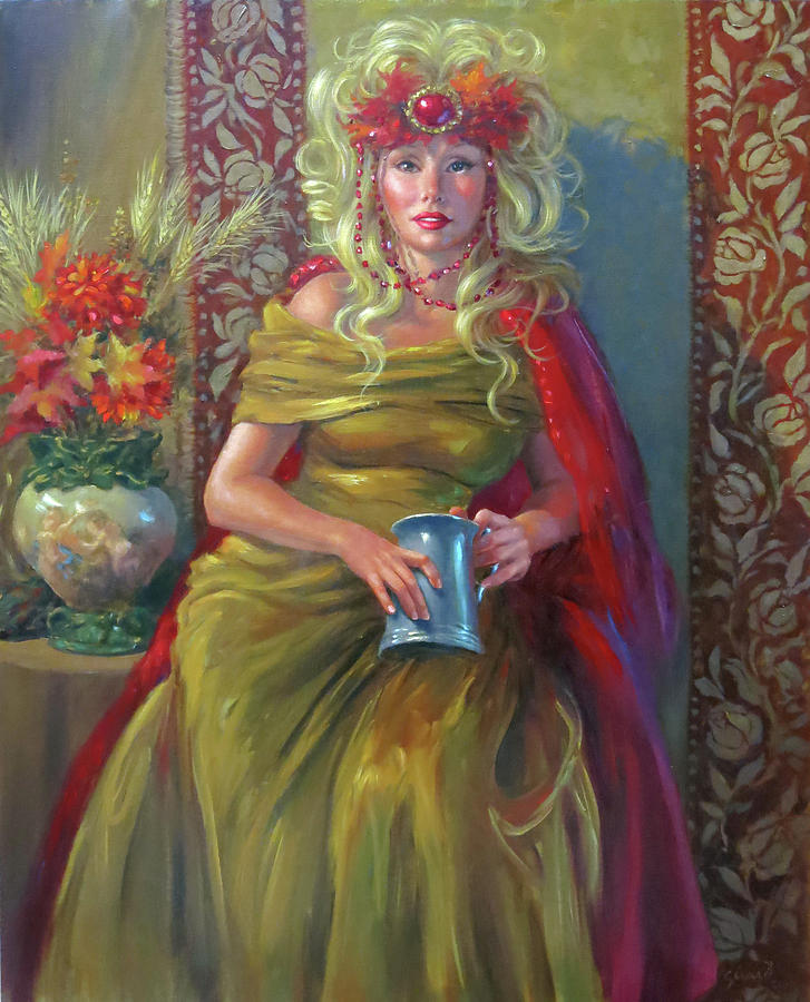 Oktoberfest Goddess  Painting by Johanna Girard