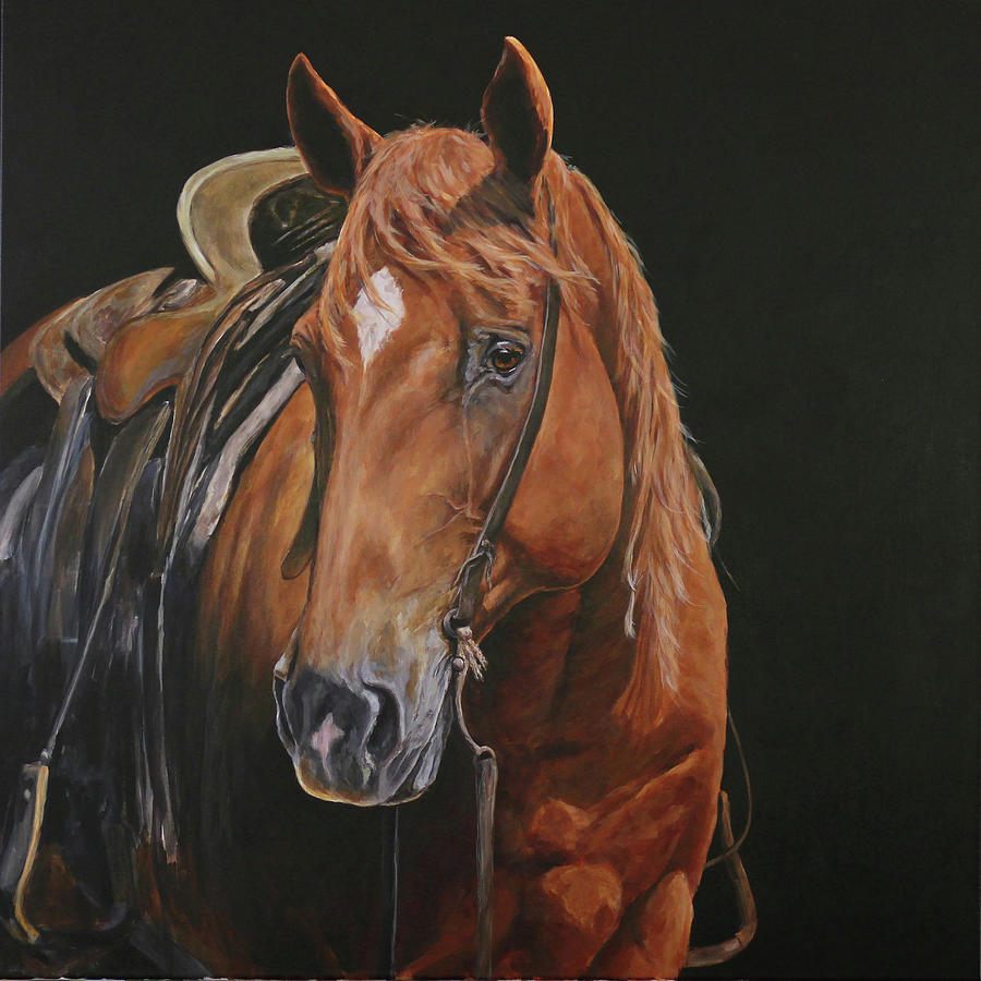 Horse Painting - Ol Red by Joan Frimberger