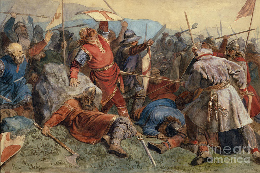Olav den Helliges death in the battle of Stiklestad Pastel by O Vaering by Peter Nicolai Arbo