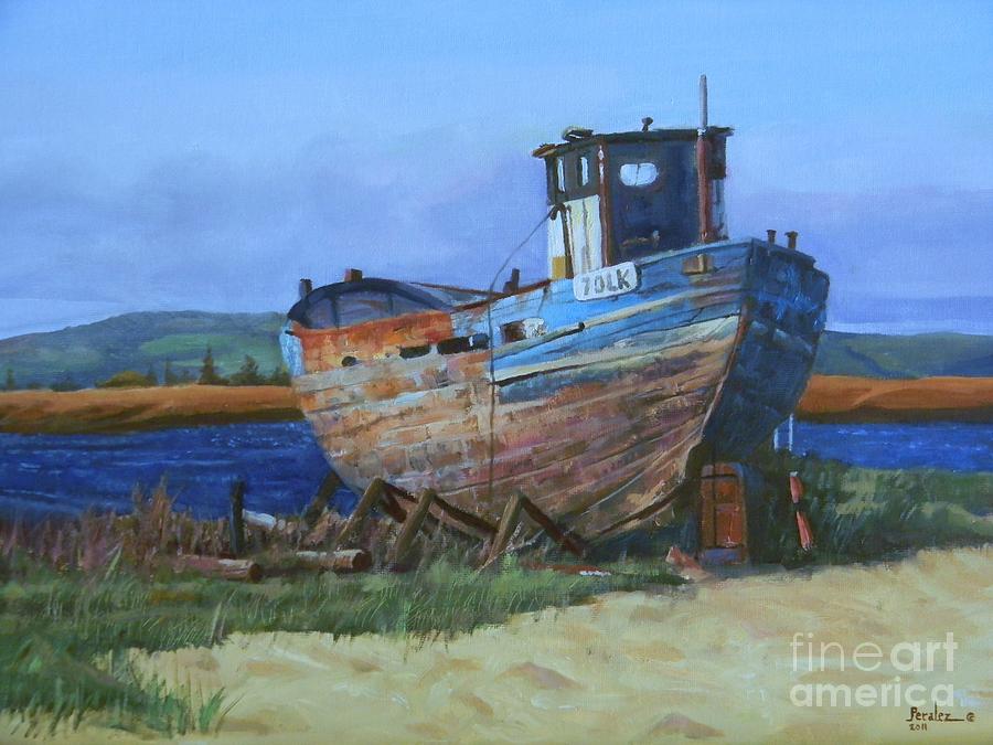 Old Abandoned Boat Painting by Noe Peralez