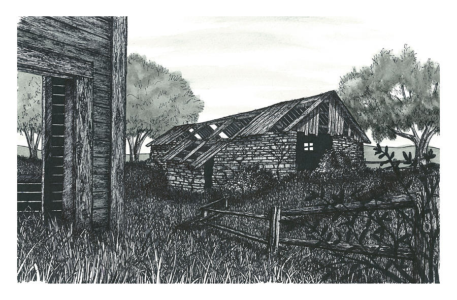 Old Abandoned Farm Drawing by Jonathan Baldock