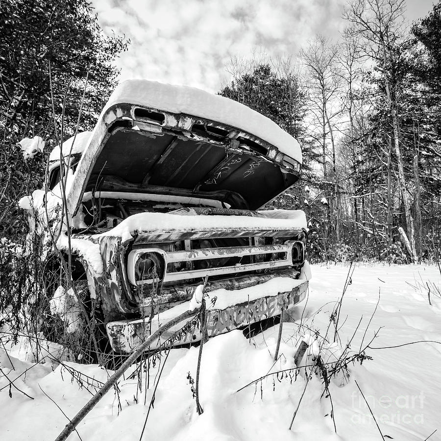 Old Abandoned Pickup Truck in the Snow Photograph by Edward Fielding