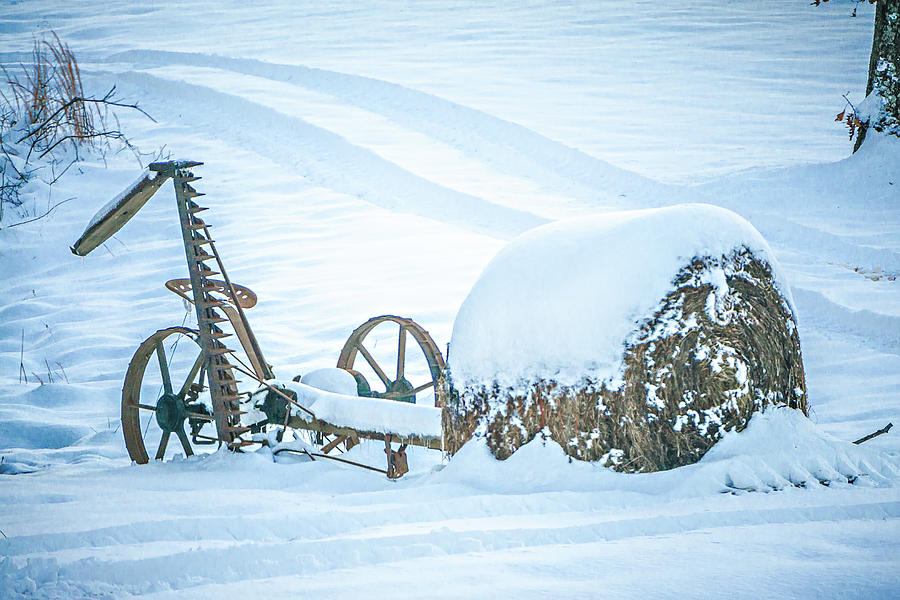 Old Abandoned Till Cultivator Covered In Snow On Farm  Photograph by Alex Grichenko