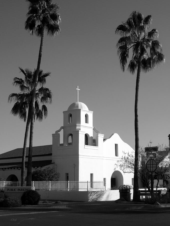 Old Adobe Mission, Scottsdale, Arizona, Monochrome Photograph by Gordon Beck