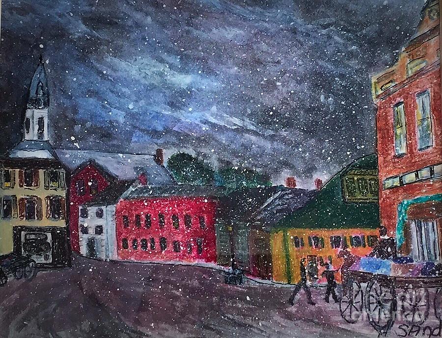 Old Amesbury early winter Painting by Anne Sands