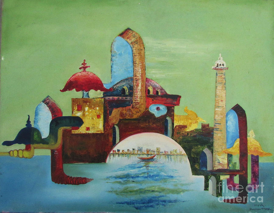 Old and new Lucknow			 Painting by Arun  Kumar