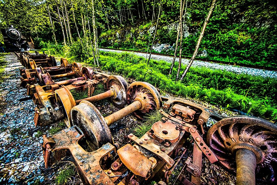 Old And Rusty Train Wheel On Railroad Photograph by Alex Grichenko