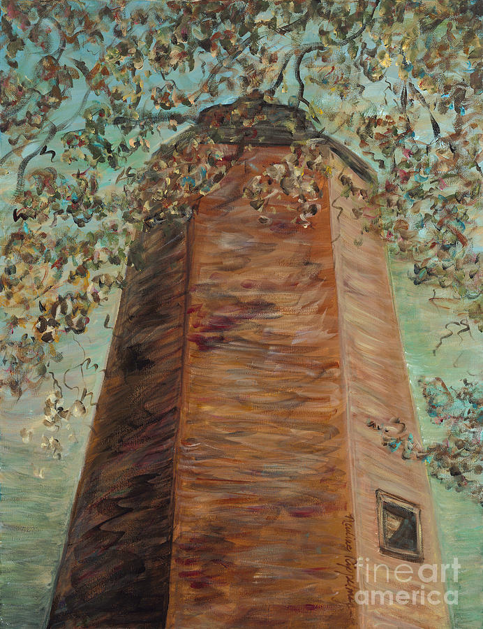 Old Baldy Light House in Teal Painting by Nadine Rippelmeyer