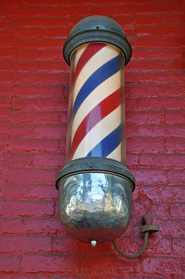 Vintage Photograph - Old barber shop pole by Ingrid Perlstrom
