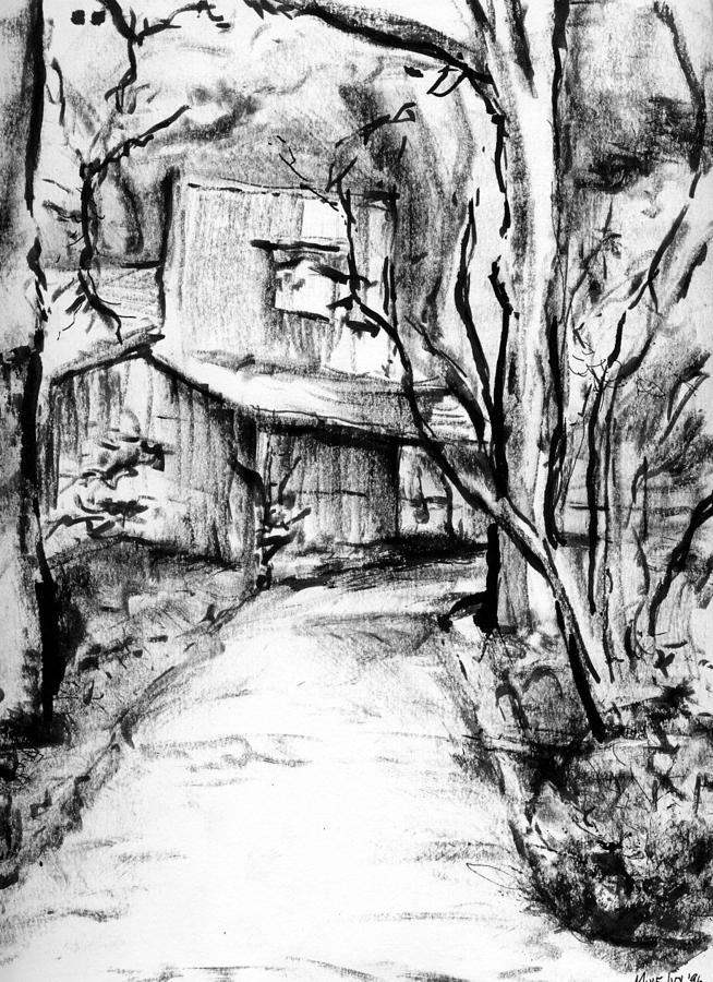 Tree Drawing - Old Barn by Michael Ivy