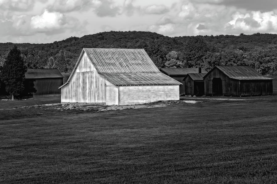 Old Barn And Sheds Passing Time On A Nice Kentucky Day  -  BW-KYBARN6596 Photograph by Frank J Benz