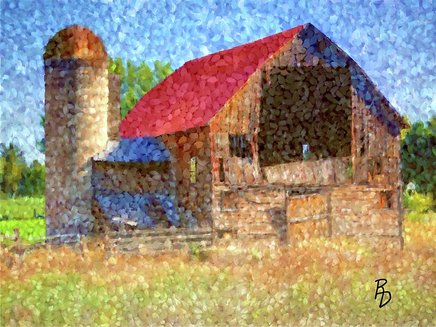 Old Barn and Silo Corn Kernel Mosaic Digital Art by Ric Darrell