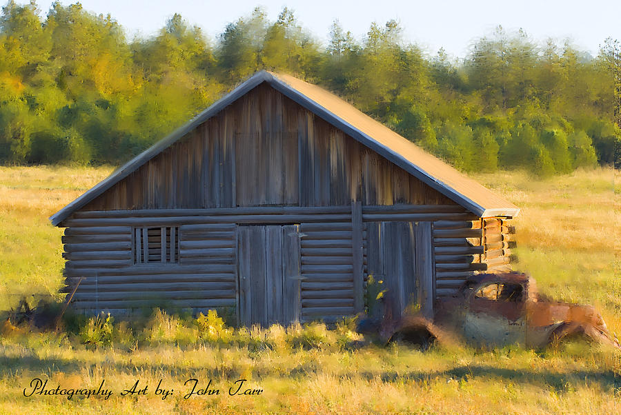 Still Life Photograph - Old Barn and Truck in Field Painting Photograph by John Tarr Photography  Visual Adventurer