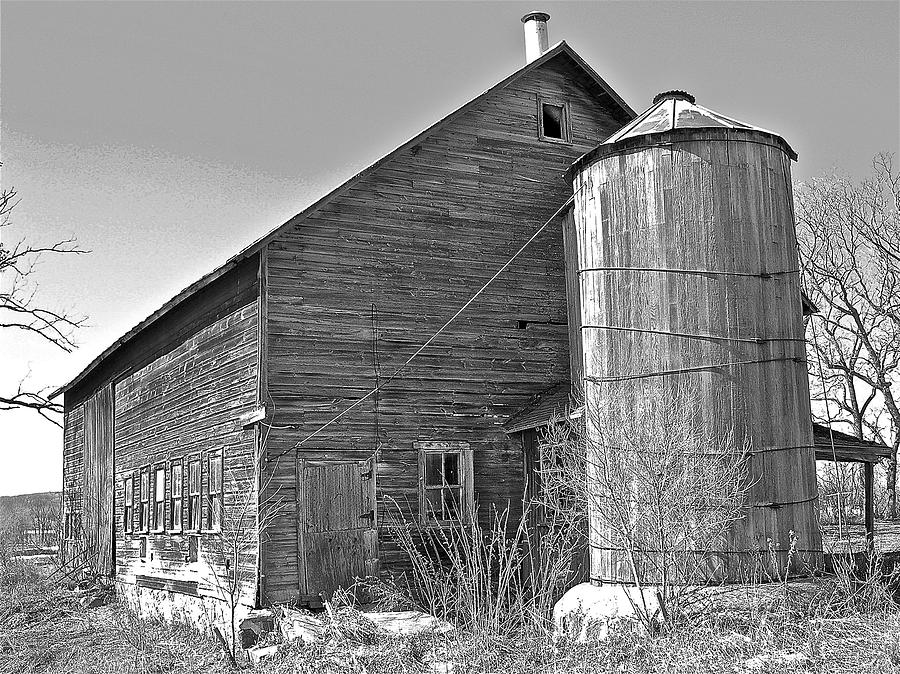 Old Barn and Wood Stave Silo Photograph by Randy Rosenberger