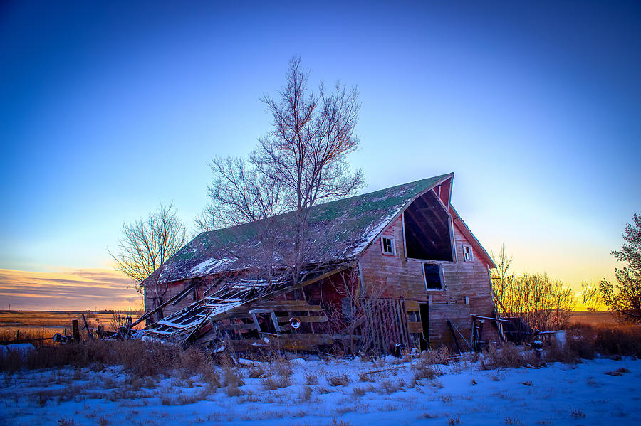 Sunset Photograph - Old Barn at Sunset by Chad Rowe