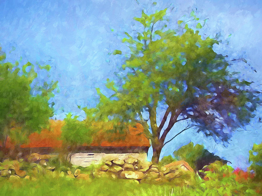 Tree Painting - Old Barn Impressionist by Lutz Baar