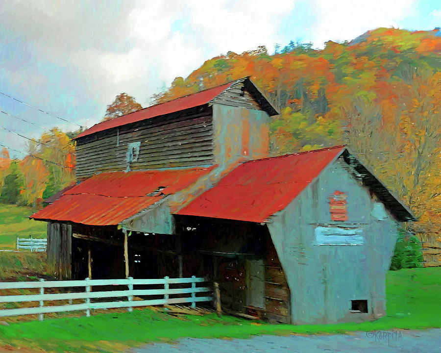 Old Barn in Autumn Wears Valley Digital Art by Rebecca Korpita