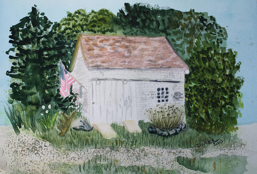 Old Barn in Eastham MA Painting by Donna Walsh