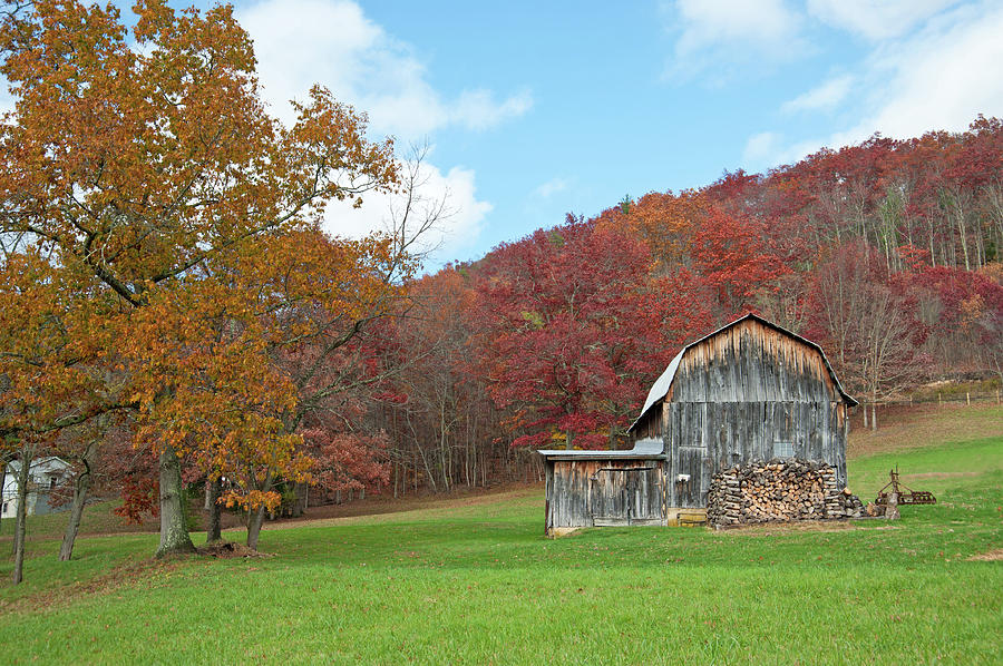 Old Barn In Fall Color Photograph by Lee Chon