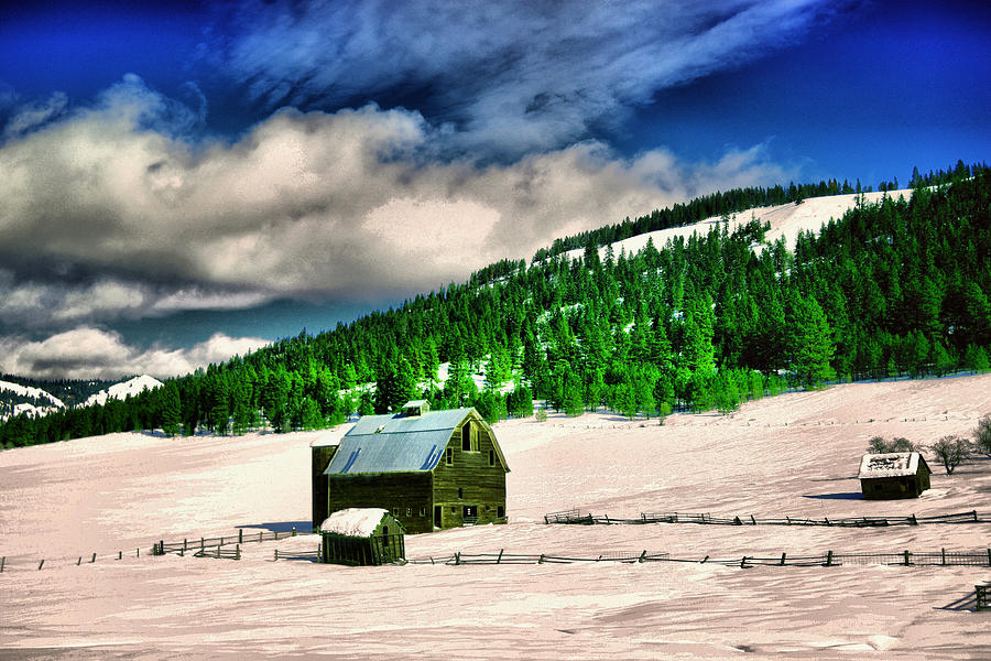 Old Barn In Snow Photograph