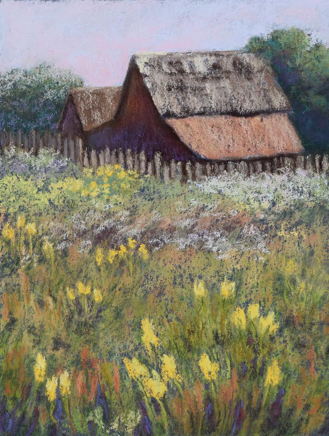 Spring Painting - Old Barn in Spring by Nancy Jolley