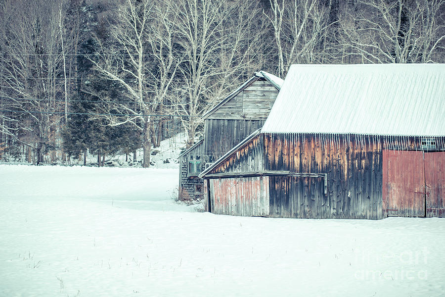Old barn in the snow Croydon New Hampshire Photograph by Edward Fielding