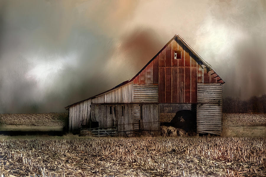 Old Barn in Winter Photograph by Theresa Campbell