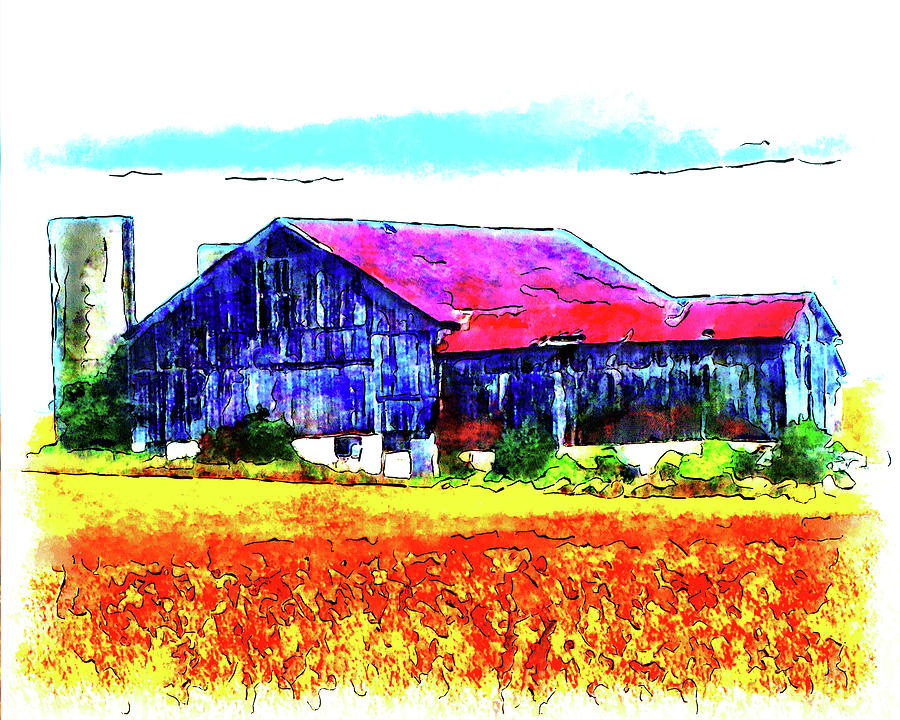 Autumn Corn Field Barn Digital Art by Leslie Montgomery