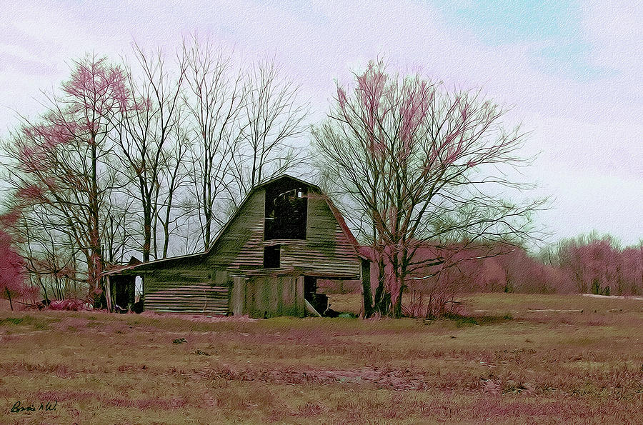 Old Barn with grunge Digital Art by Bonnie Willis
