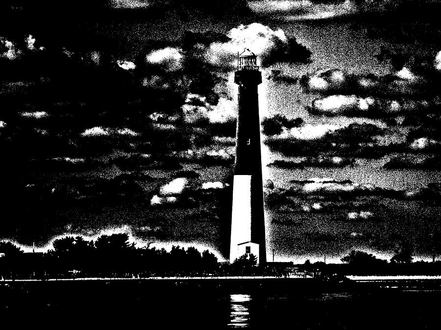 Old Barney - Barnegat Lighthouse New Jersey in Black and White Photograph by Carol Senske