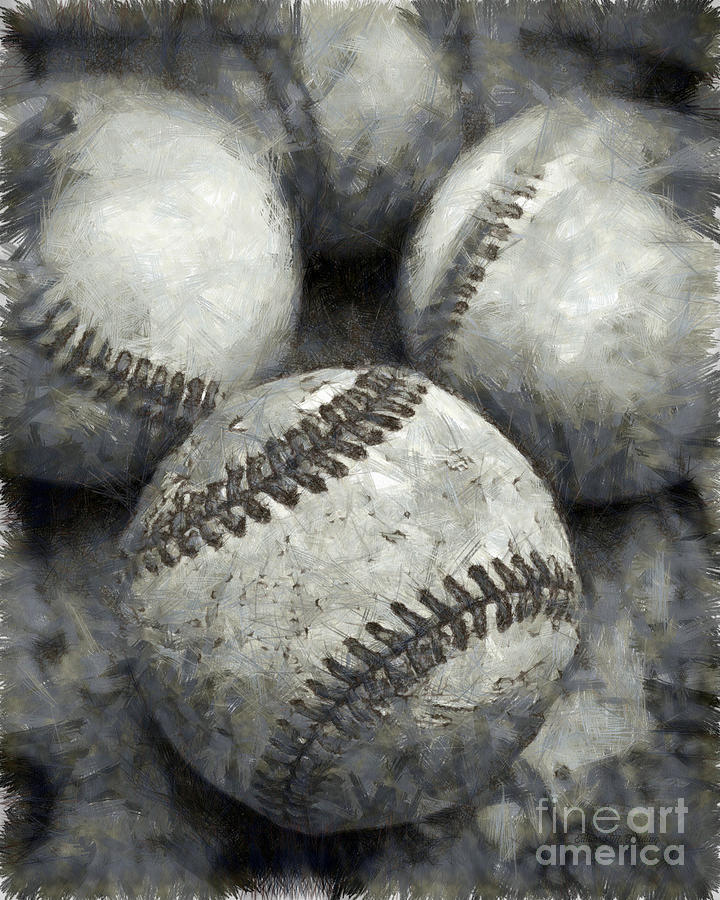 Baseball Photograph - Old Baseballs Pencil by Edward Fielding