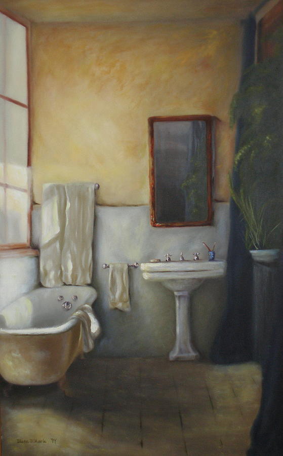 Old Bathtub Painting by Diane DiMaria