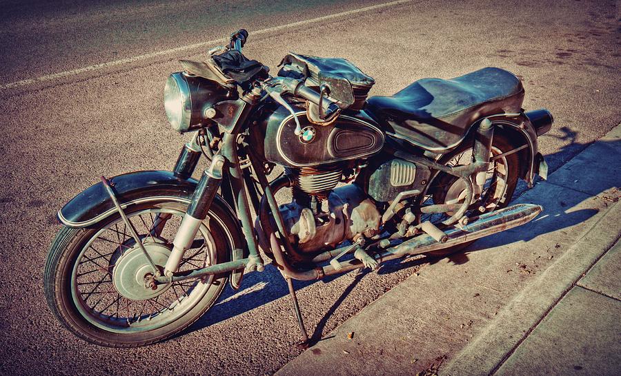 Vintage Photograph - Old Beamer Motorcycle by Linda Unger