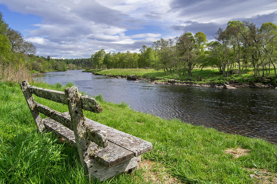 Old Bench along Spey River, Scotland Photograph by Arterra Picture Library