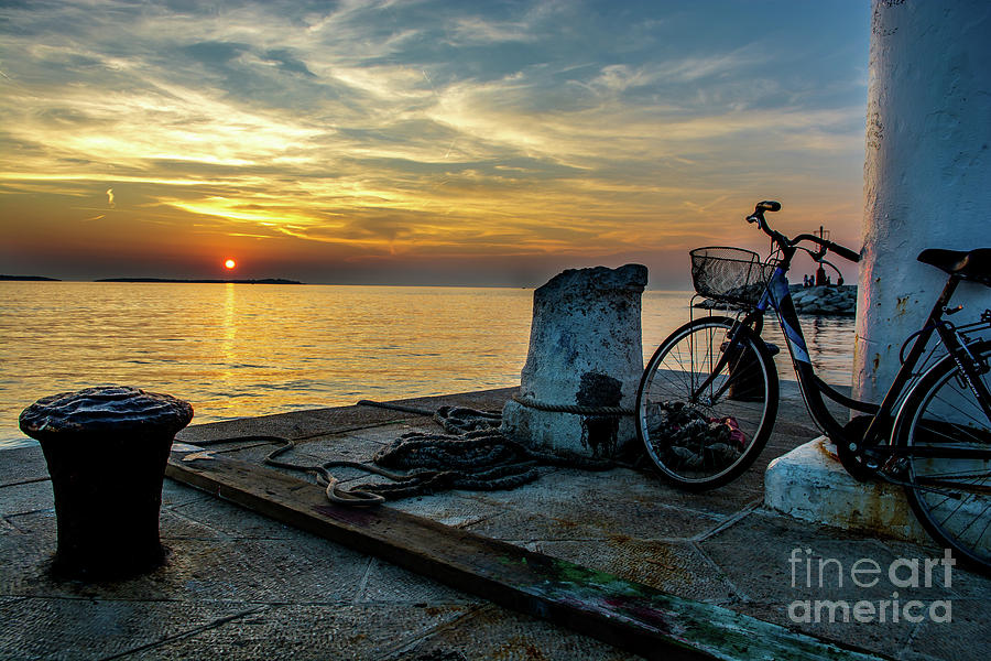 Old Bicycle on Jetty at Sunset Photograph by Andreas Berthold