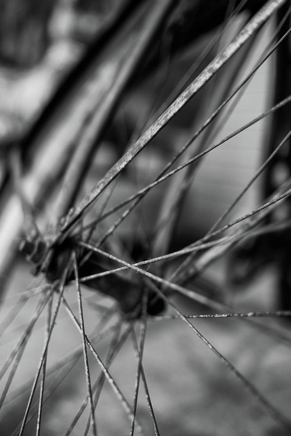 Black And White Photograph - Old Bicycle Wheel by Rick Berk