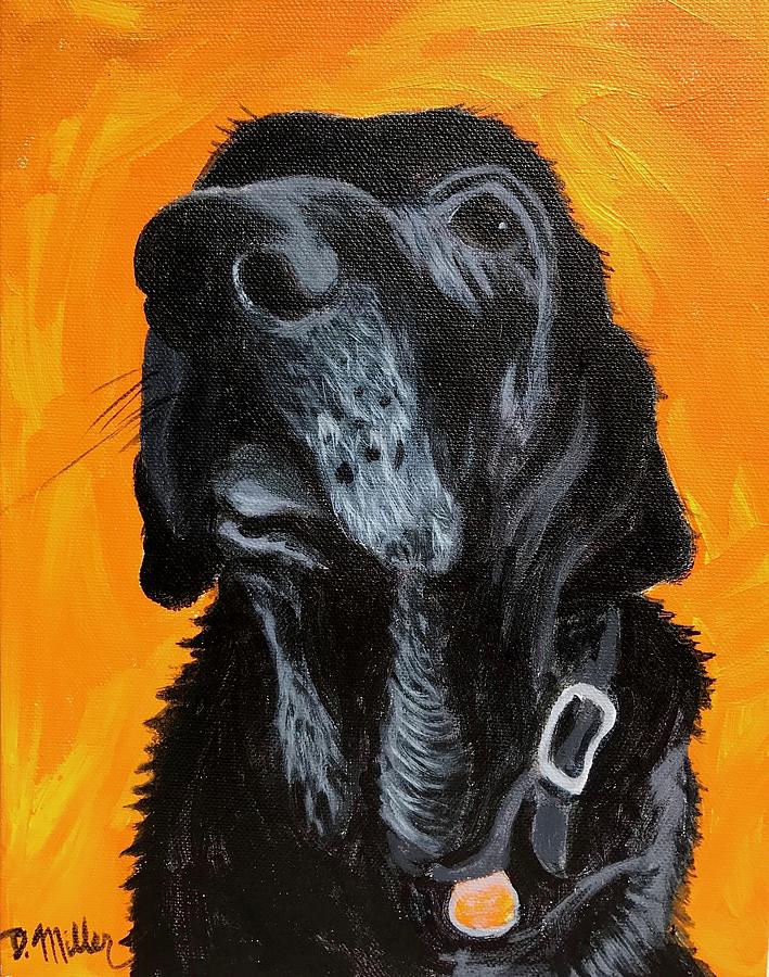 Old Black Dog Painting by Dustin Miller